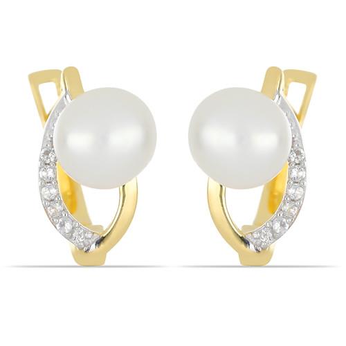 BUY 925 SILVER GOLD PLATED FRESHWATER PEARL GEMSTONE EARRINGS